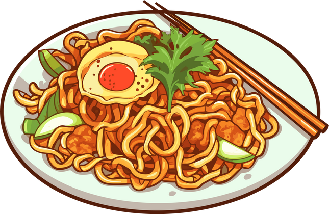 Vector hand drawn taiwanese Fried Noodle food